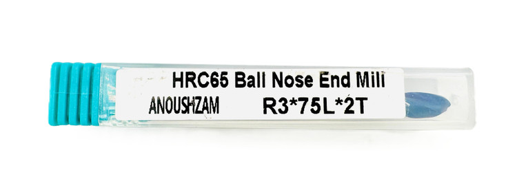 فرز انگشتی بال نوز / سر گرد (Ball Nose End Mill) R3 X 75L X 2T HRC65
