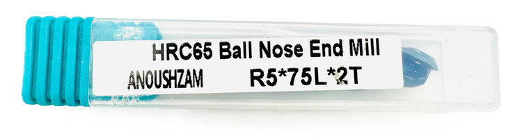فرز انگشتی بال نوز / سر گرد (Ball Nose End Mill) R5 X 75L X 2T HRC65