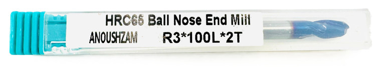 فرز انگشتی بال نوز / سر گرد (Ball Nose End Mill) R3 X 100L X 2T HRC65