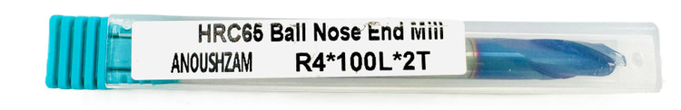 فرز انگشتی بال نوز / سر گرد (Ball Nose End Mill) R4 X 100L X 2T HRC65
