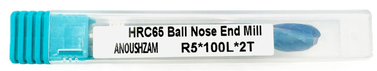 فرز انگشتی بال نوز / سر گرد (Ball Nose End Mill) R5 X 100L X 2T HRC65