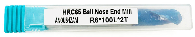 فرز انگشتی بال نوز / سر گرد (Ball Nose End Mill) R6 X 100L X 2T HRC65
