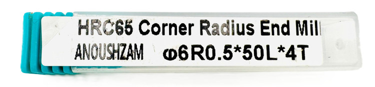 فرز انگشتی گوشه گرد / توروس (Corner Radius / Torus End Mill) 6R0.5 X 50L X 4T HRC65 CORNER RADIUS