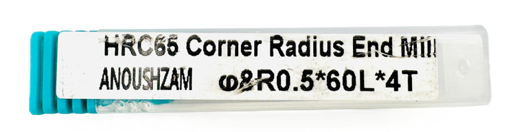 فرز انگشتی گوشه گرد / توروس (Corner Radius / Torus End Mill) 8R0.5 X 60L X 4T HRC65