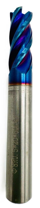 فرز انگشتی گوشه گرد / توروس (Corner Radius / Torus End Mill) 8R0.5 X 60L X 4T HRC65
