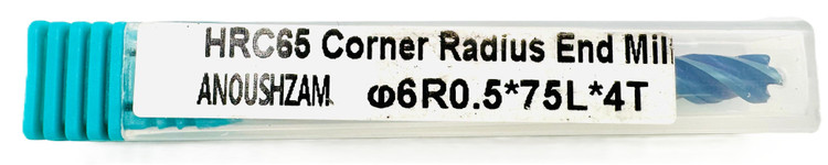 فرز انگشتی گوشه گرد / توروس (Corner Radius / Torus End Mill) 6R0.5 X 75L X 4T HRC65