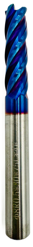 فرز انگشتی گوشه گرد / توروس (Corner Radius / Torus End Mill) 8R0.5 X 30 X 75L X 4T HRC65
