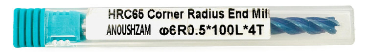 فرز انگشتی گوشه گرد / توروس (Corner Radius / Torus End Mill) 6R0.5 X 100L X 4T HRC65
