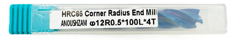 فرز انگشتی گوشه گرد / توروس (Corner Radius / Torus End Mill) 12R0.5 X 100L X 4T HRC65