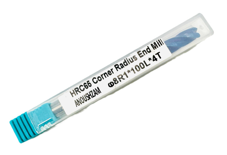 فرز انگشتی گوشه گرد / توروس (Corner Radius / Torus End Mill) 8R1 X 100L X 4T HRC65